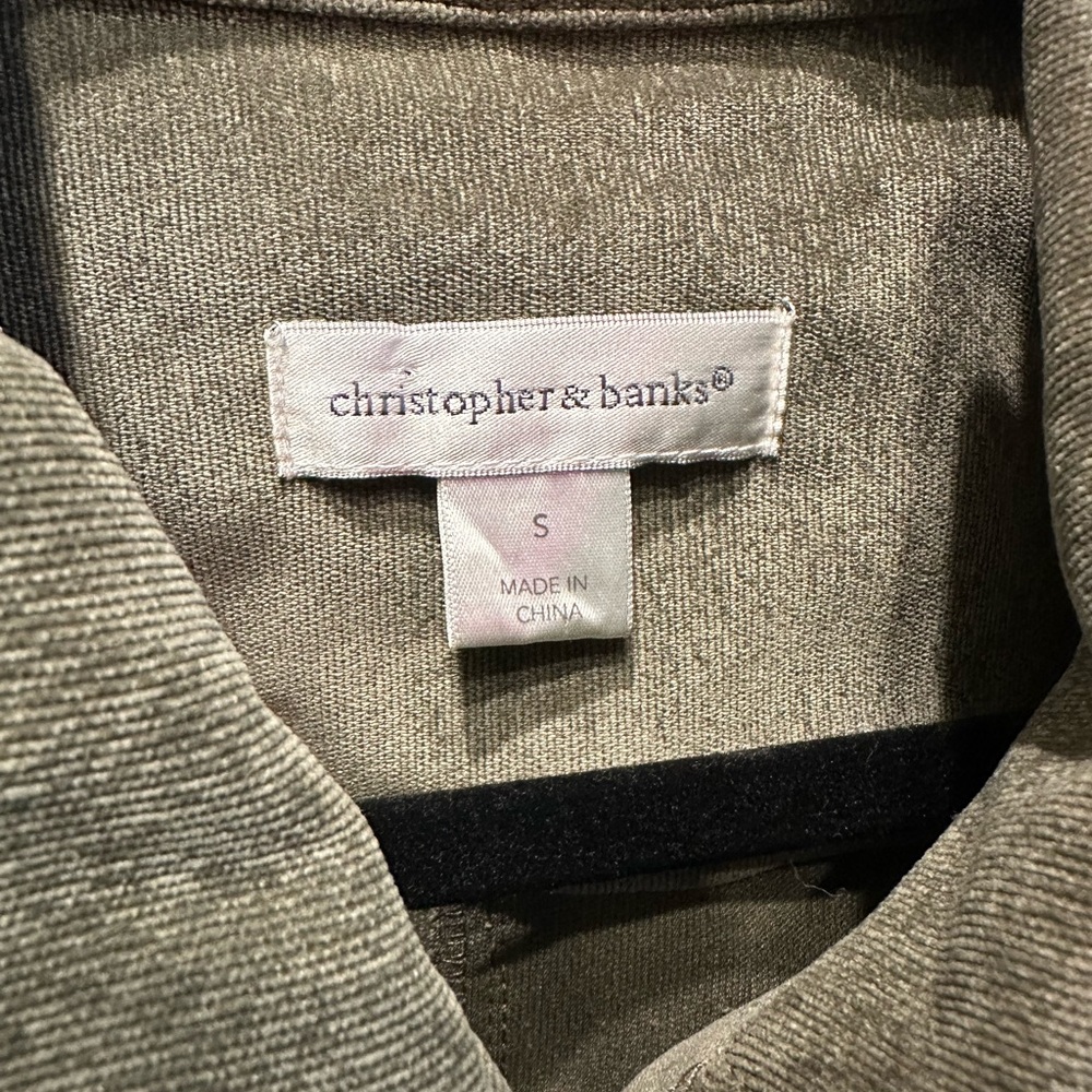 Christopher & Banks | Green Utility Jacket‎ with Classic Collar | Small - Picture 4 of 10